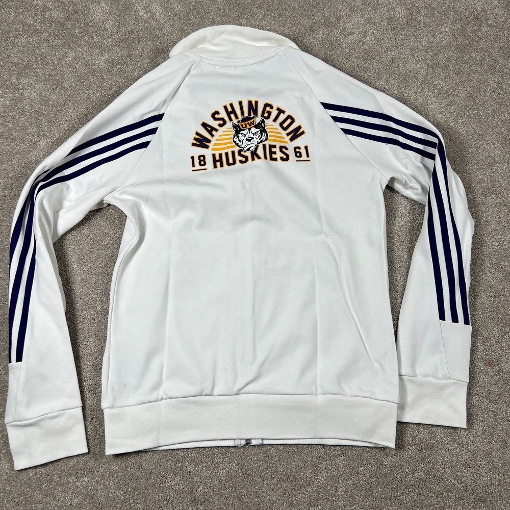 Adidas Womens S White Washington Huskies Primegreen Full Zip Track Jacket NWT - Picture 2 of 8